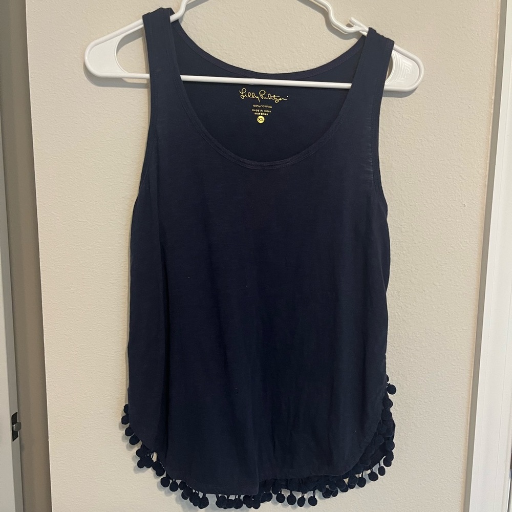 Lilly Pulitzer Navy Pom Pom Tank Top